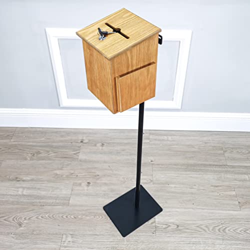 FixtureDisplays® MDF Metal Donation Box Floor Stand Lobby Foyer Tithes & Offering Suggestion Collection Ballot Box 11065+12151