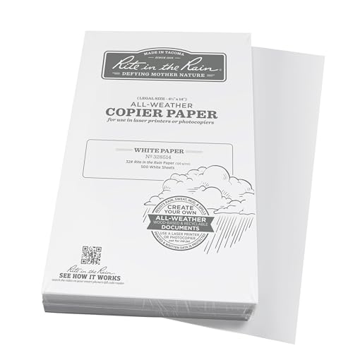Rite in the Rain Weatherproof Laser Printer Paper, Legal Paper Size 8.5" x 14", 32# White, 500 Sheet Pack (No. 328514)