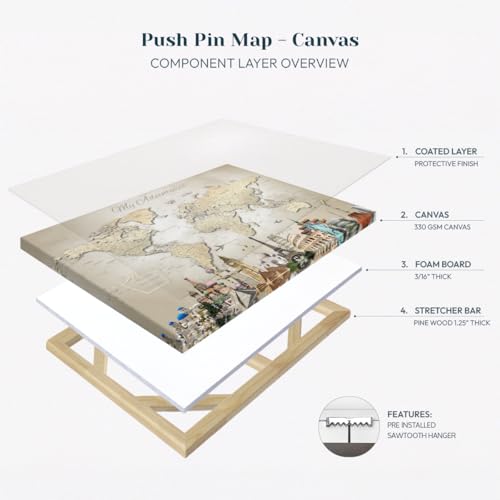 Forever Map - My Endless Adventures Push Pin World Map - 36" x 24"