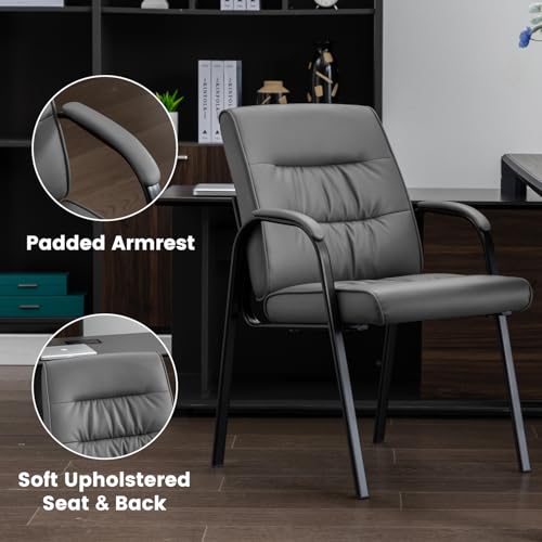BoisKom Big&Wide Office Guest Reception Chairs Set of 2, Conference Room Chairs Waiting Room Chairs, Modern Leather Office Desk Chair No Wheels