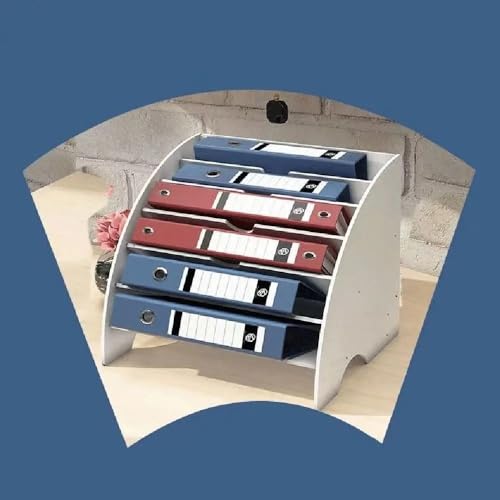 AKOUFAL Fan Shaped Desk File Organizer Durable Easy to Use File Holder Space Saving 6 Compartments Desktop Storage Shelf Stationery