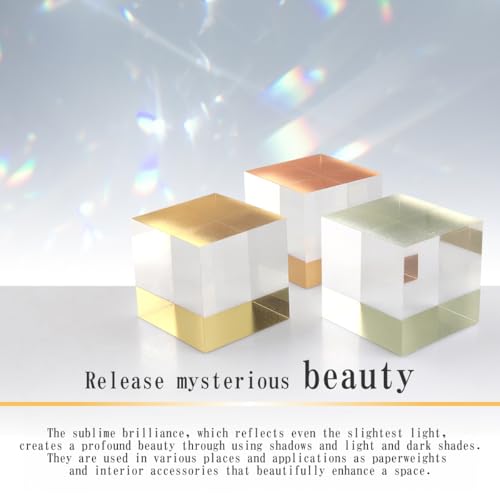 REKISEISHA Metal Leaf Cube 3 Colors Sets [Gold, Silber and Copper] Hot Stamping Made in Japan Ideal for Interior Decoration and Gifts