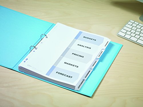 Avery 01810061 A4 IndexMaker Punched Card Dividers with Printable Tabs, 5 Part Dividers - White