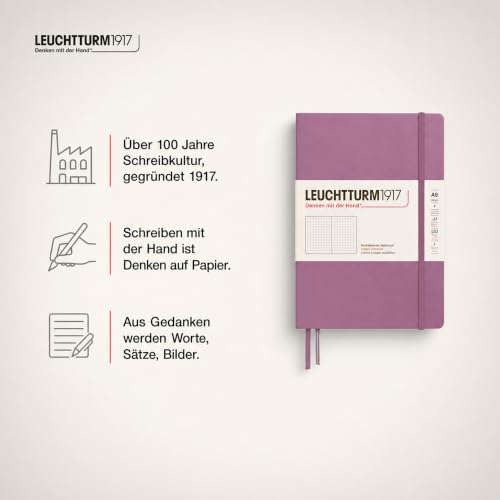 LEUCHTTURM1917 - Notebook Hardcover Medium A5-251 Numbered Pages for Writing and Journaling - Thinking Ahead (Dotted Paper, Dusty Rose)