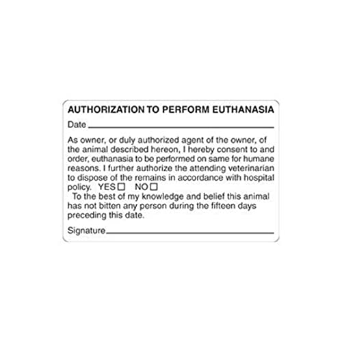 Veterinarian Euthanasia Consent, Doctor Stuff Veterinarian Stickers, 4" x 2-5/8", White, 240/Roll, Tabbies Vet V-AN424