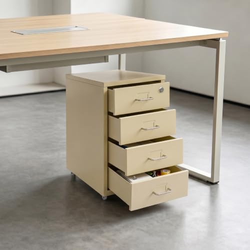 BOPRCSH 4 Drawer File Cabinets with Lock, Metal Lateral File Cabinet(Beige)