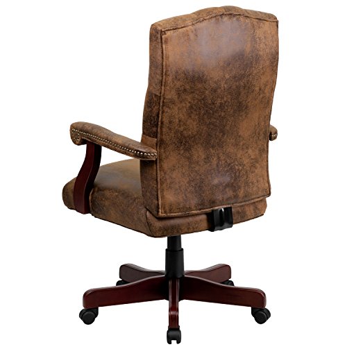 BizChair Bomber Brown Classic Executive Swivel Office Chair with Arms