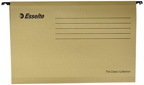 Esselte Classic – Pack of 50 Suspension File Reinforced with Transparent Plastic Visor – Natural