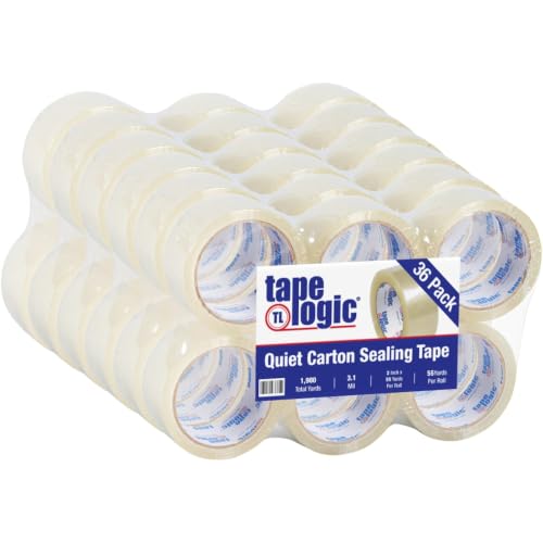 Clear Carton Sealing Tape, Quiet, 2" x 55 yds., 3.1 Mil Thick