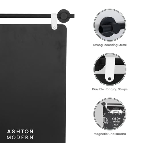 Ashton Modern Metal Magnetic Chalkboard, 17x31.5 Inch - Hanging Design