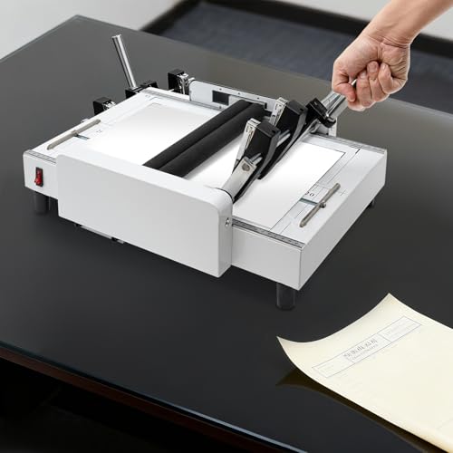 Booklet Maker A3 Paper Folding Binding Machine, MAX 11.7"×16.5" Electric Comb Binding & Paper Folder, for Office Print Shop Factory School, Up to 300 Books/Hour, Includes Staples