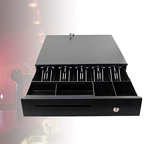 Frewqy Cash Register Drawer 5 Bill 3 Coin, Money Storage Box Tray with Lock, Coin Piggy Bank Stainless Steel Metal Clip for Shop Bar