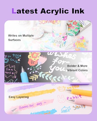 Xipan Acrylic Gel Pens for Coloring, 54 Colors Retractable Colored Pens