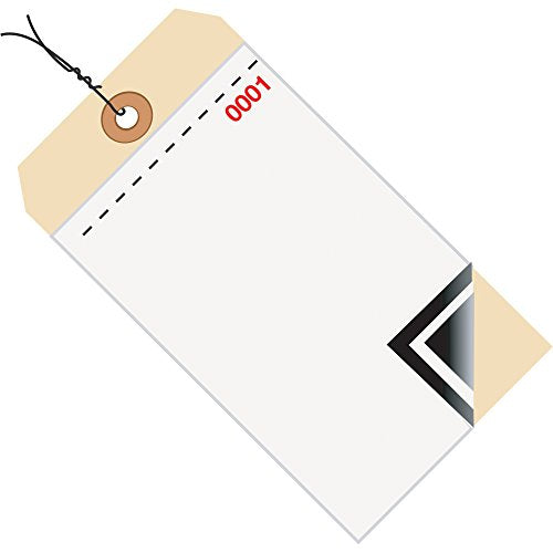 Choice Shipping Supplies Inventory Tags, 3 Part Blank w/Carbon #8, Pre-Wired, (0001-0499), 6 1/4" x 3 1/8", White/Manila, 500/Case