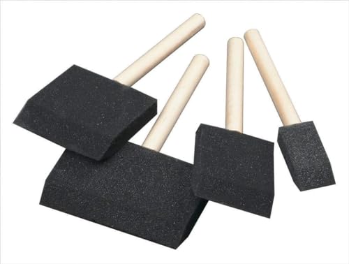 School Smart Wedge Foam Paint Brush Set, Assorted Size, Set of 48
