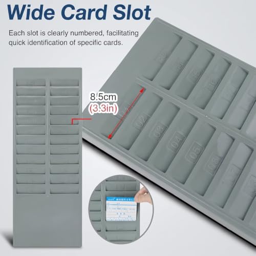 Time Cards Rack with 50-Pocket, Wall Mounted Time Card Holder