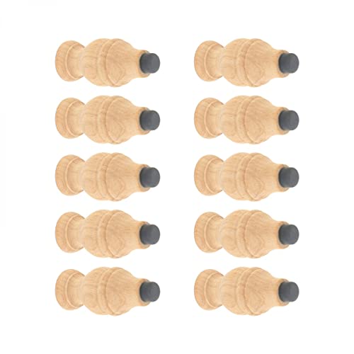 Renovators Supply Manufacturing Wooden Door Stop Bumper Wall Mount 3.5" Long Unfinished Maple Hardwood Door Stopper Rubber Bumper for Absorbing Shock Wall Protector with Hardware Pack of 10