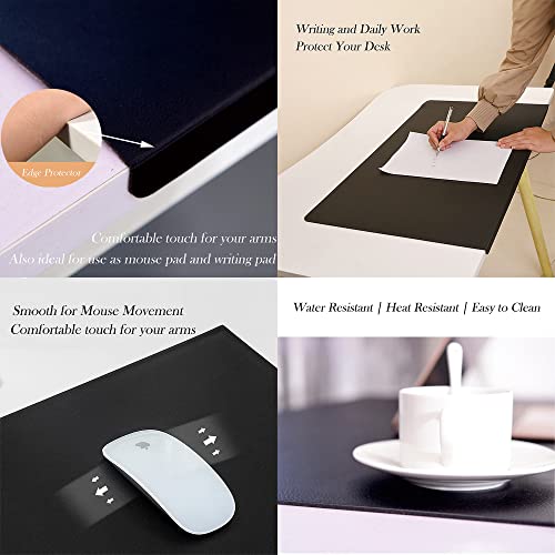Soft Office Desk Mat - Laptop Desk Mat - Home Desk Writing Pad - PU Leather Desk Blotter Pad - Desk Protector Pad - Extended Mouse Pad - with Edge Protector - 150x60cm,Brown