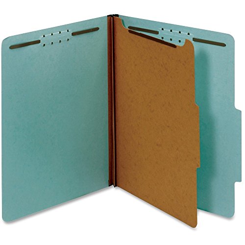 Pendaflex Recycled Classification File Folders, 1 Divider, 2" Embedded Fasteners, 2/5 Tab Cut, Legal Size, Light Blue, Box of 10 (28777R)