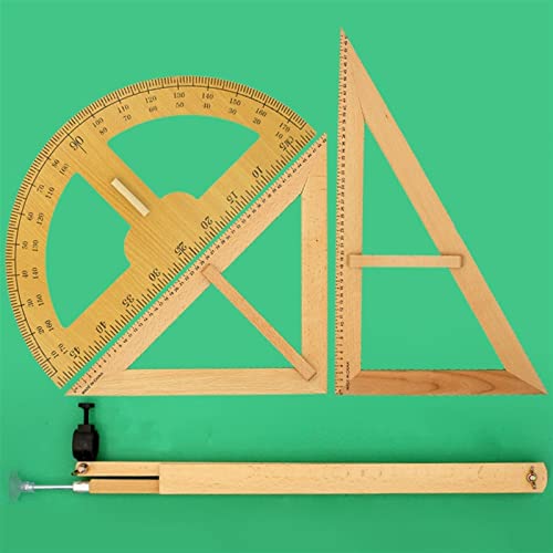 FENOKD Circular Gauge Set Solid Wood Teacher' Triangle Board Ruler Protractor Blackboard Multi-Purpose Compass 50Cm Triangle Ruler Set Large Teaching Aids Circle Gauge，