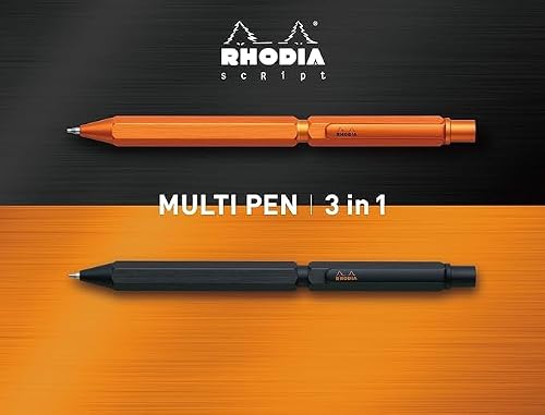 Rodia Multi-functional Pen "Script Multi Pen, Orange" Ballpoint Pen, Oil-based, 0.02 inch (0.5 mm), 2 Colors (Black, Red) & Mechanical Pencil, 0.02 inch (0.5 mm), Aluminum Body, Hairline Treatment