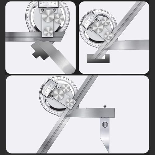 AFBEHL 0-360 Degree Stainless Steel Adjustable Angle Measuring Finder,Universal Bevel Protractor,Goniometer Angular Ruler with Magnifier, for Internal and External Angle Measurement