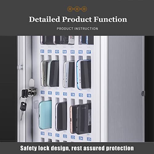 Aluminum Alloy Pocket Chart Storage Cabinet Wall Mounted Clear Cell Phone Cabinet with Portable Handle Key Lock & Handwritten Tags (Color : Silver, Size : 36)