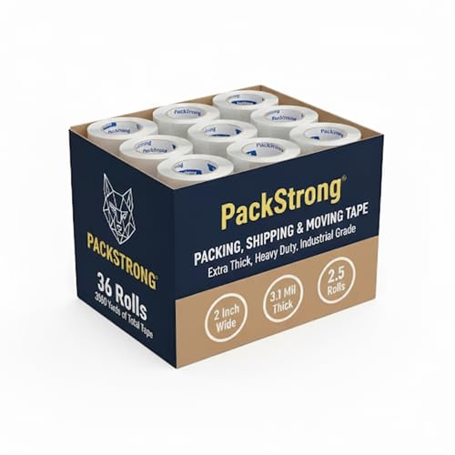 Packstrong Heavy Duty Packing Tape 36 Rolls, 2 Inch Wide 3.1 Mil 110 Yards