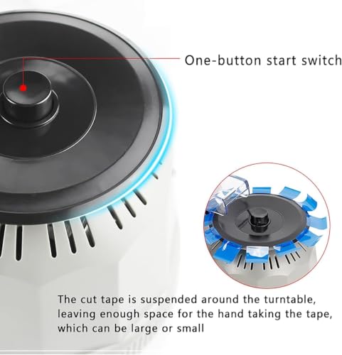 Rotary Electric Tape Dispenser with Adjustable Cutter,Detachable Rollers for Office,Warehouse,and School Use