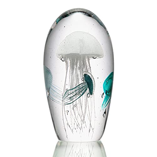 SPI Home Art Glass Swimming Jellyfish Quartet Paperweight 9 Inches High