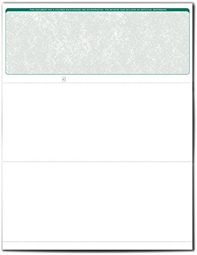 VersaCheck Secure Checks - 250 Blank Business Voucher Checks - Green Classic - 250 Sheets Form #1000 - Check on Top