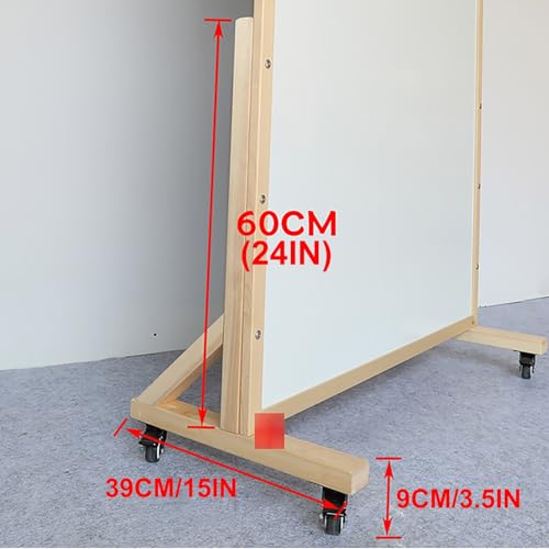 Double Sided White Board Magnetic, Rolling Whiteboard on Wheels, Dry Erase Board with Stand, Standing Whiteboard(Natural,60x90cm/24x35in)