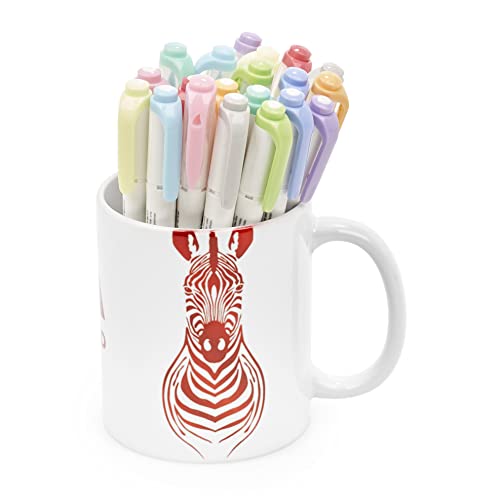 Zebra Highlighters Mildliner Double Ended and Brush Pens Standard Colors 20pc Mug Set