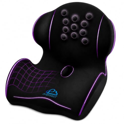 Ergonomic Memory Foam Seat Cushion for Office Chair, Car Seat, Dining, Gaming Chair & Wheelchair | Sciatica, Tailbone & Coccyx Pain and Pressure Relief | Lumbar & Lower Back Support Pillow One Piece