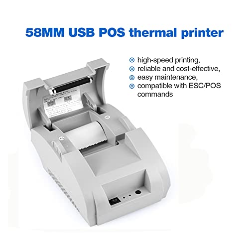 BGVGFBNJ 58mm Thermal Receipt Printer POS Printer Ticker Check for Restaurant and Supermarket Support Cash Drawer(5890K Gray)
