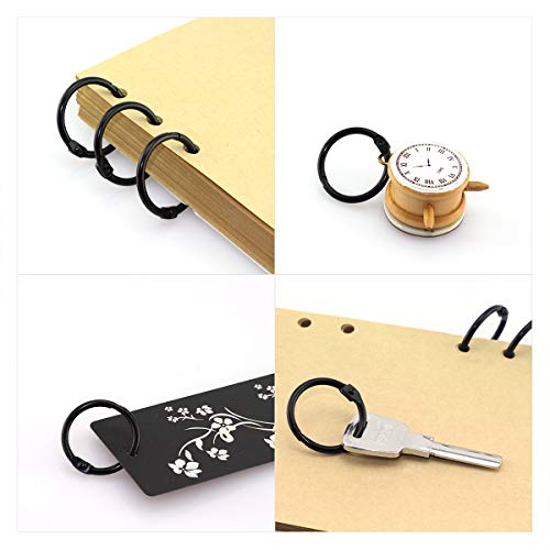 Lind Kitchen 2000pcs Wholesale 1" Black Book Ring Metal Loose Leaf Book Binder Hinged Buckle Rings Scrapbook Sketchbook Craft Photo Album DIY Binding Ring 25.4mm