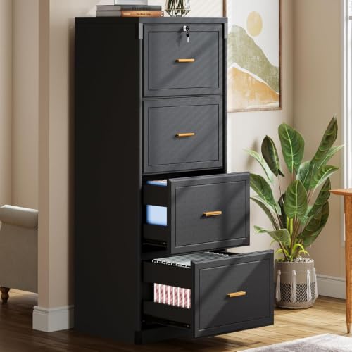 Tribesigns 4 Drawer File Cabinet with Lock, Filing Cabinets for Home Office