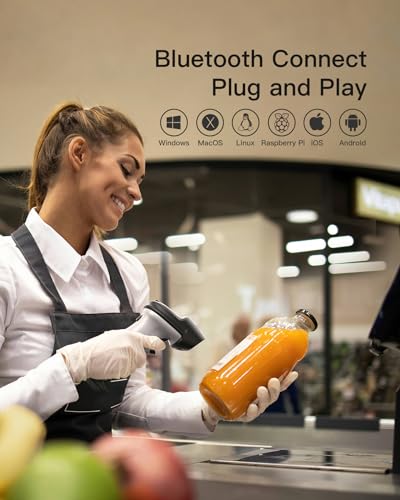 Inateck 1D Bluetooth Barcode Scanner, 2600mAh Battery, 115FT Range, BCST-70