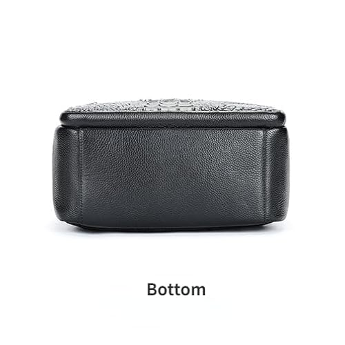 seegeeneey Genuine Leather Backpack Purse,Satchel for Men 15'' Laptop Bag Briefcase Handbag Tote Travel Bag Crocodile (Black 1:with draw-bar strap)