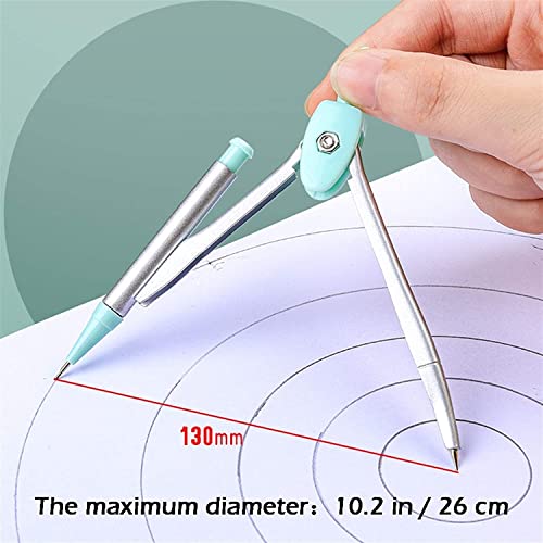 DUHTFCY Compass Set Green/Blue/Pink Multi-Function Compass Ruler Sets Professional Drawing Tools 7 Pieces School/Office Supplies Math Geometry Kit Set Geometry Set (Green)