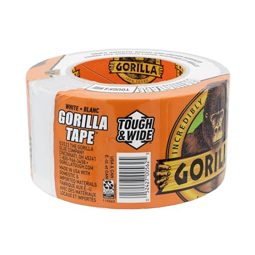 Gorilla Tape Tough & Wide, White Tape, 2.88" x 25 yd (Pack of 4) - Heavy Duty and Weather Resistant for Indoor or Outdoor