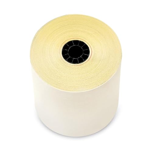 3 x 90 2-ply Carbonless Kitchen Printer Paper Rolls, POS/Cash Register Paper Roll, White/Canary, M119 TM300 TMU200 U220, BPA Free, 50 roll