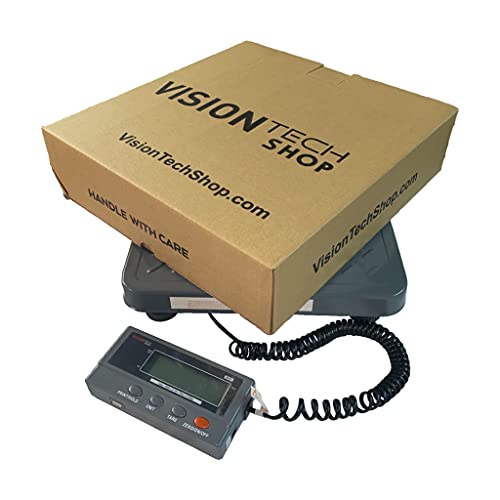VisionTechShop MVS1 Heavy Duty Shipping Postal Scale, Lb/Kg Switchable, Capacity 165lb x 0.1lb / 75kg x 0.05kg Readability, Battery Operated, Power Adapter Included, Portable Scale for Warehouse