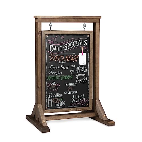 Ilyapa Barnwood Double Sided Swinging Chalkboard Sidewalk Sign