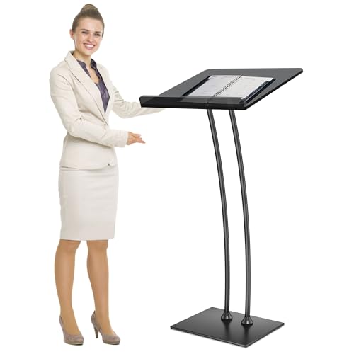 Pulpits for Churches with Iron Stable Bottom, Acrylic Podium Lectern with 10MM Thickened Acrylic Countertop, Multi Function Pulpit for Modern Classroom Music Concert Wedding Conference Event