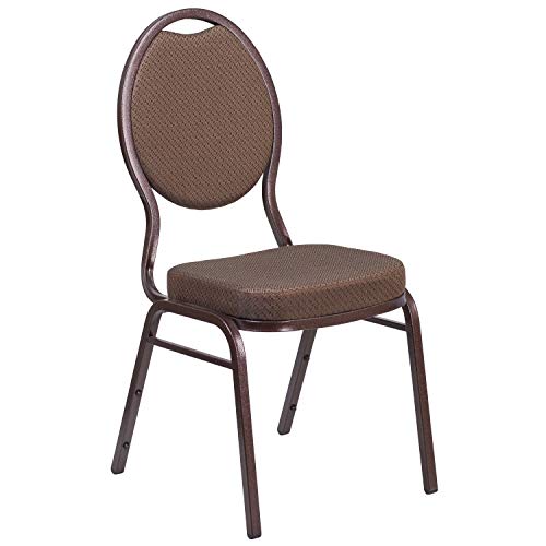 EMMA + OLIVER Brown Fabric Teardrop Back Stacking Banquet Chair