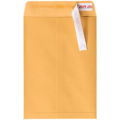 JAM PAPER 7 1/2 x 10 1/2 Open End Catalog Envelopes with Peel and Seal Closure - Brown Kraft Manila - Bulk 500/Carton