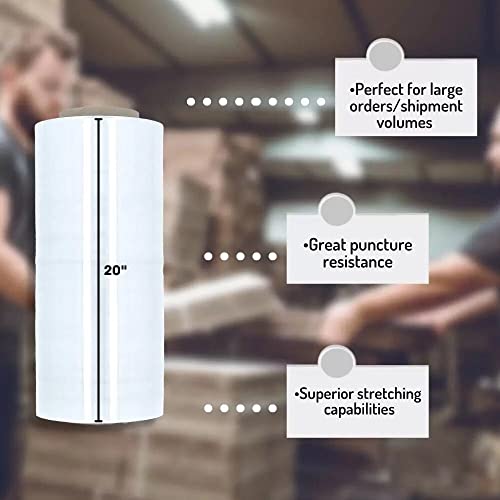 PSBM Blown Machine Stretch Wrap, 1 Roll 20 Inch x 5000 Feet 90 Gauge Heavy Duty Clear Plastic Wrap Industrial Strength Shrink Film for Moving, Packing & Shipping