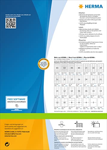 HERMA Self Adhesive Address Mailing Labels, 21 Labels Per A4 Sheet, 4200 Labels for Laser and Inkjet Printers, 70 x 41 mm (4634)