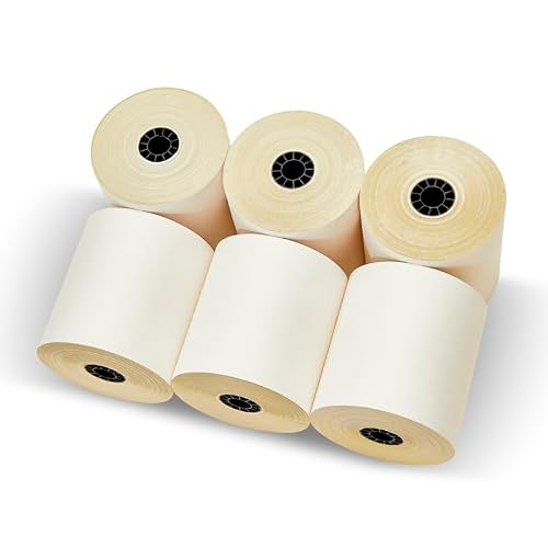 3 x 90 2-ply Carbonless Kitchen Printer Paper Rolls, POS/Cash Register Paper Roll, White/Canary, M119 TM300 TMU200 U220, BPA Free, 50 roll